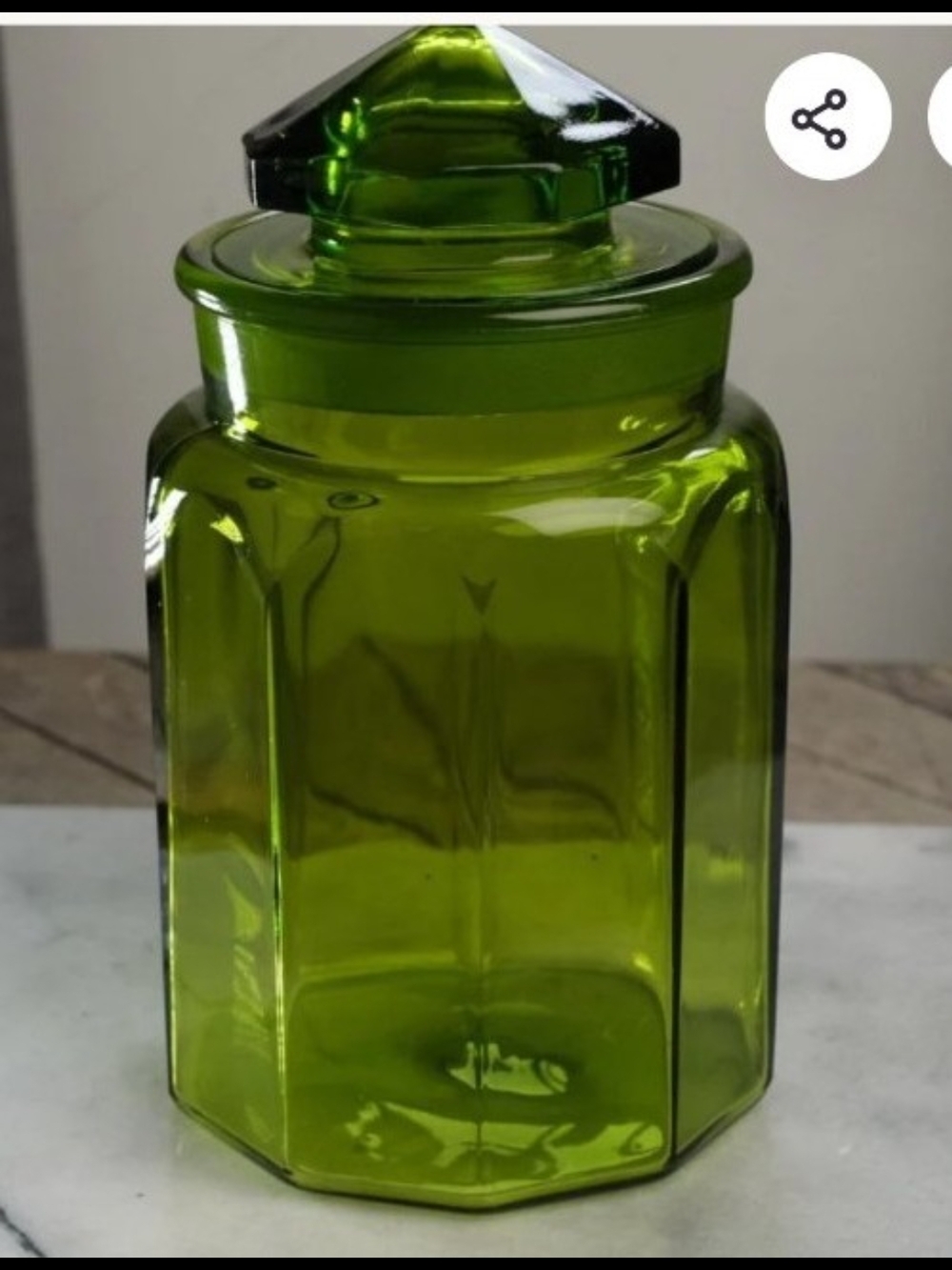 L.E Smith 10 Panel Apothecary Jar Candy Container with Lid green Clear